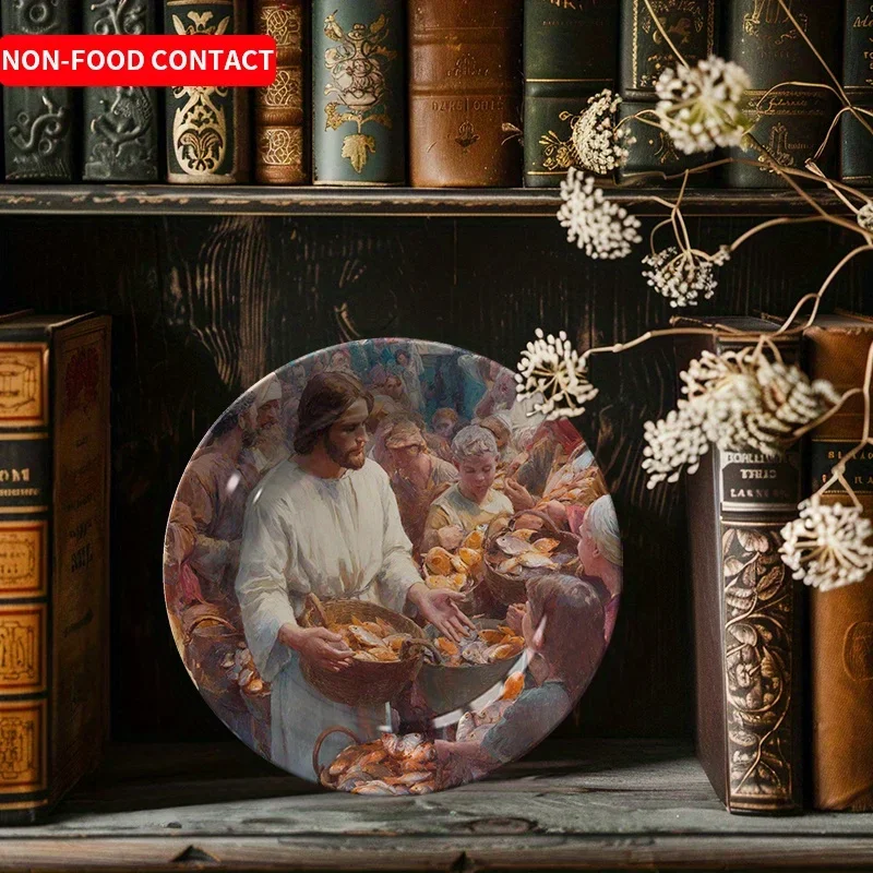1pc Serving Bread Ceramic Wall Art Plate - Christian Religious Decor, Apostles & Holy Spirit, Non-Food Contact Home Decor for