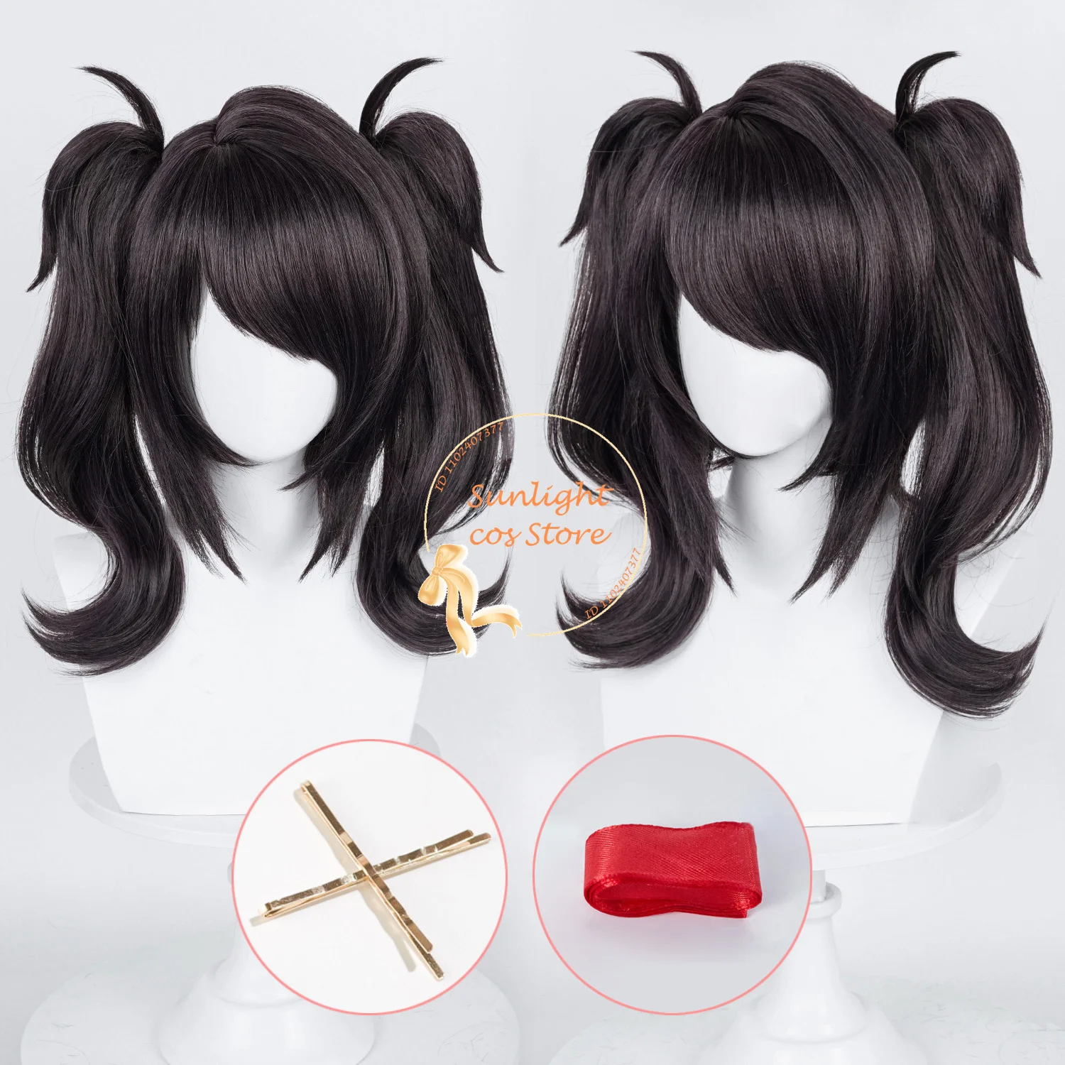 Peluca de Cosplay de Game Ame Angel-chan, peluca corta negra, pelo sintético resistente al calor, OMG, Kawaii Angel ame-chan, pelucas de Anime + gorro de peluca