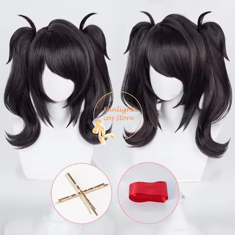 Game Ame Angel-chan Cosplay Wig Short Black Wig Heat Resistant Synthetic Hair OMG Kawaii Angel Ame-chan Anime Wigs + Wig Cap