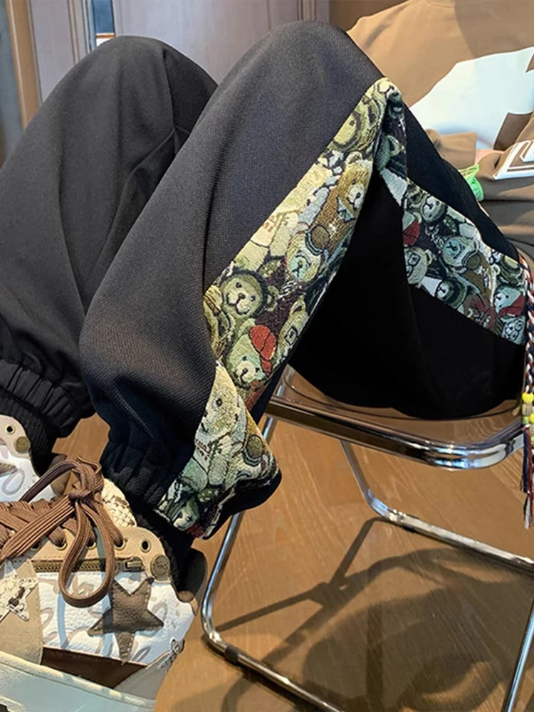 

Подростковые спортивные брюки свободного кроя с вышивкой, утепленные флисом, зимние утолщенные повседневные брюки-харланы с манжетами для мальчиков