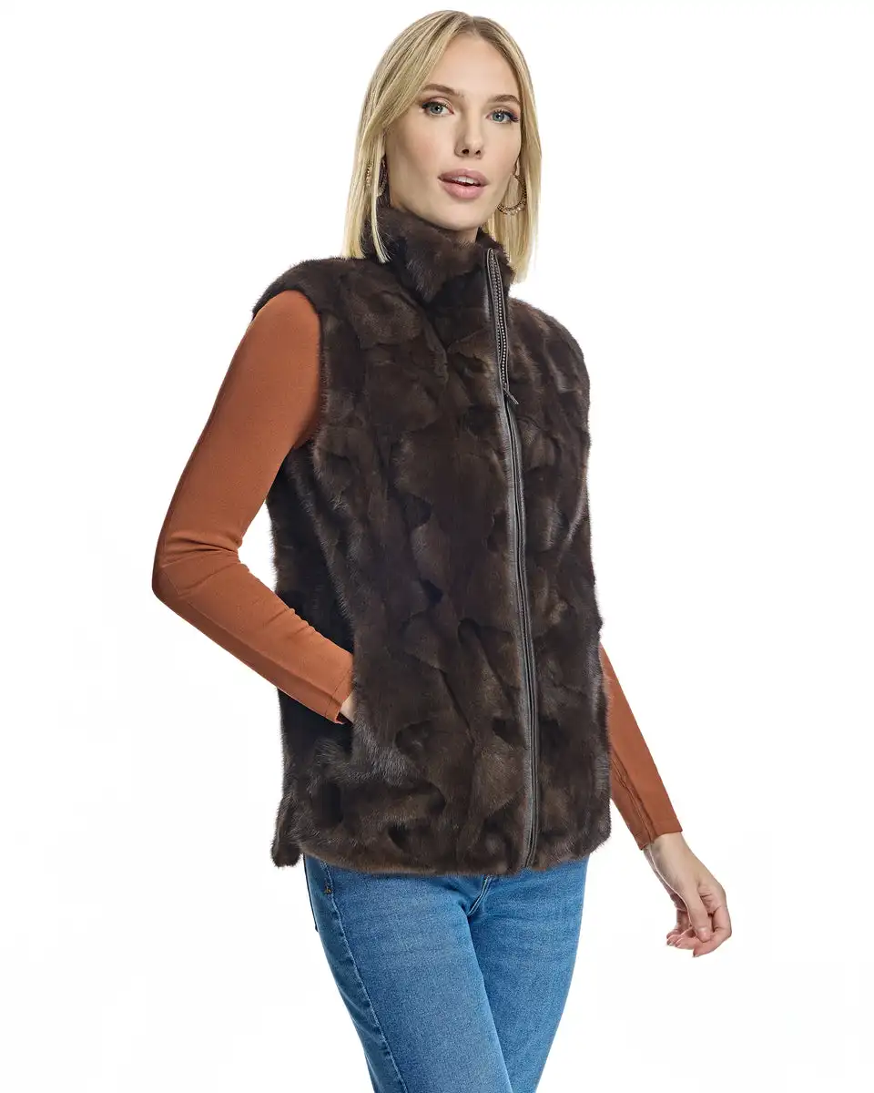 Women\'s Mink Fur Vest 100% Genuine Mink Fur Vest Winter Warm Fashion Casual