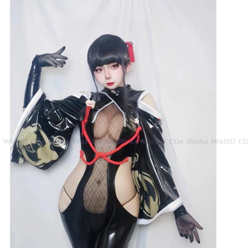 Game NIKKE The Goddess Of Victory Sakura Suit Cosplay Costume Women Sexy Kimono Dress Black Uniform Halloween Party Role Play