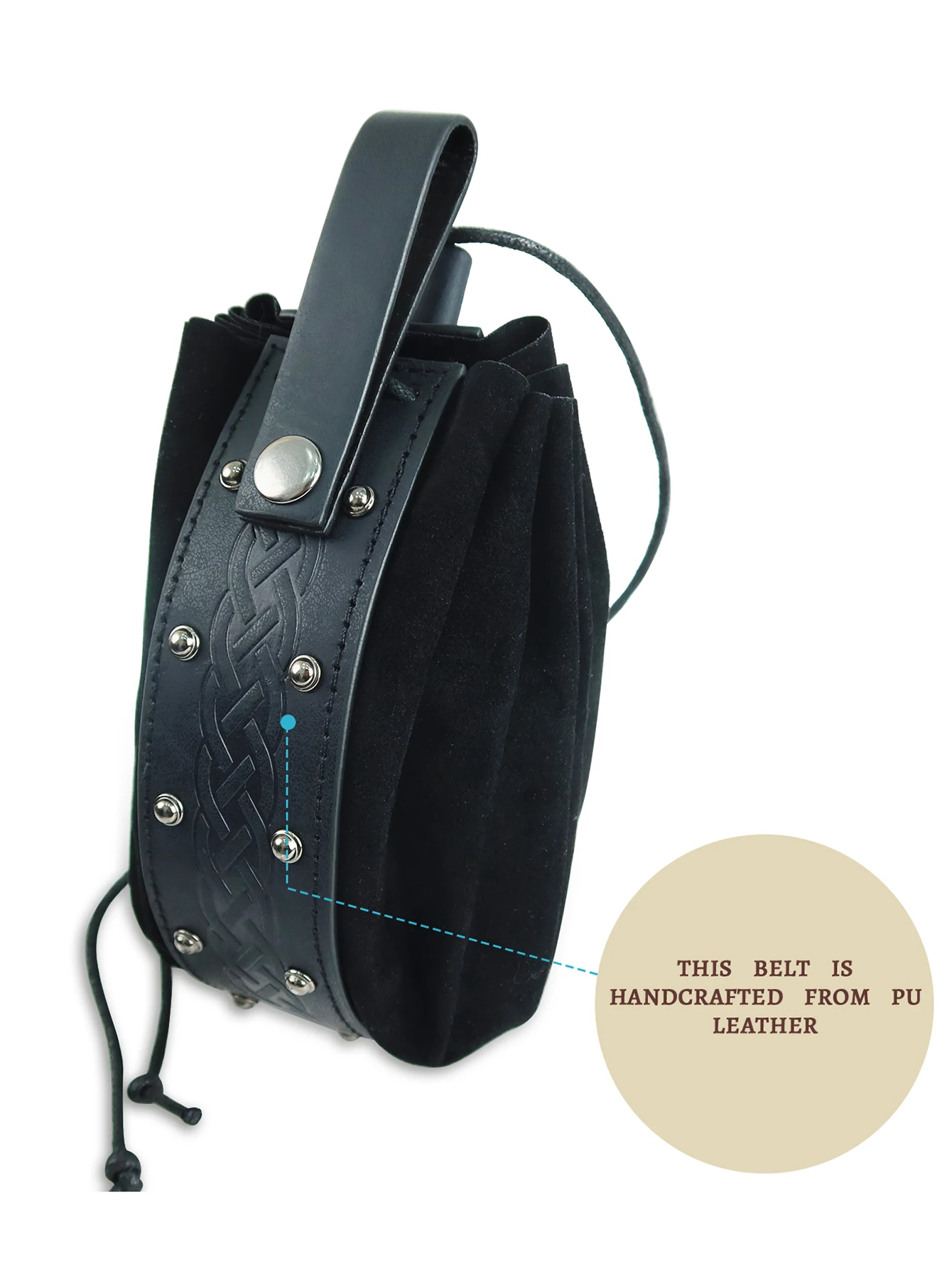 Medieval Vintage Money Pouch Bag Leather Rivet Waist Coin Bag Pouches Man Woman Cosplay Drawstring Bag Portable Coin Purse