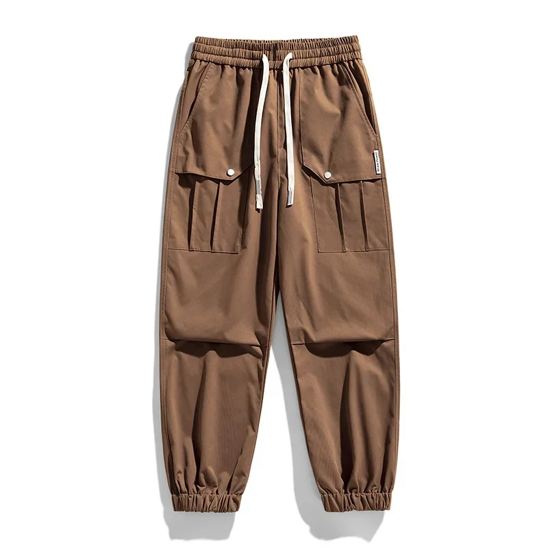 طويل تنفس الرياضة بانت الرجال ربيع الخريف جديد Sweatpant موضة الصلبة سلسلة يغطي الرجل عالية مرونة فضفاضة نشط عداء ببطء بنطلون