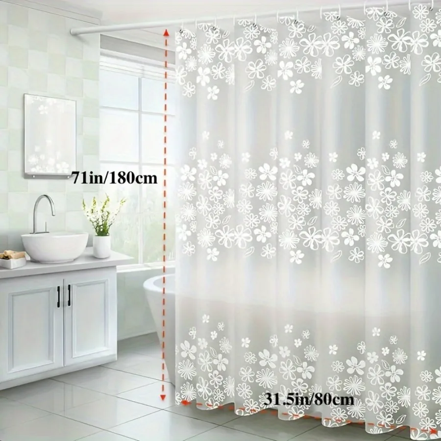 Bathroom shower curtain, partition curtain, door curtain, printed shower curtain, PEVA anti mold, waterproof, and non punching i