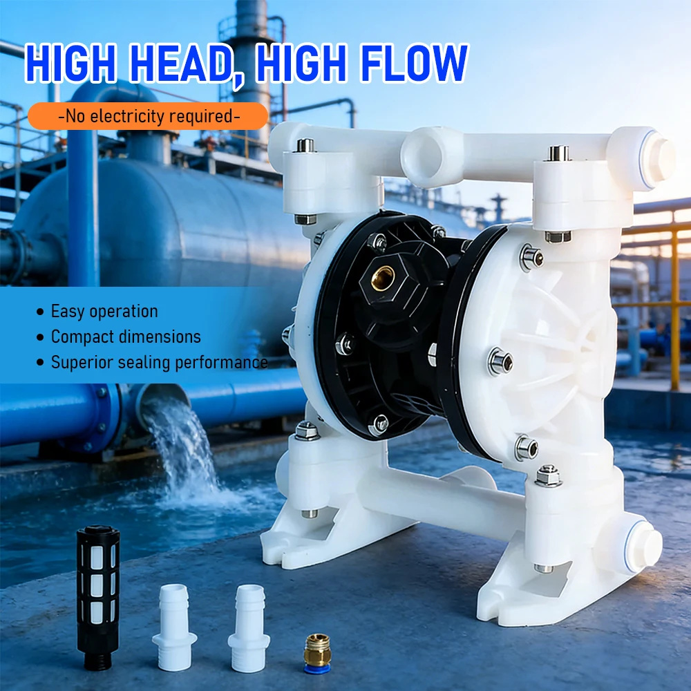 

Пневматический мембранный насос из полипропилена с пневмоприводом, взрывозащищенный, из PTFE, для химической промышленности и очистки сточных вод