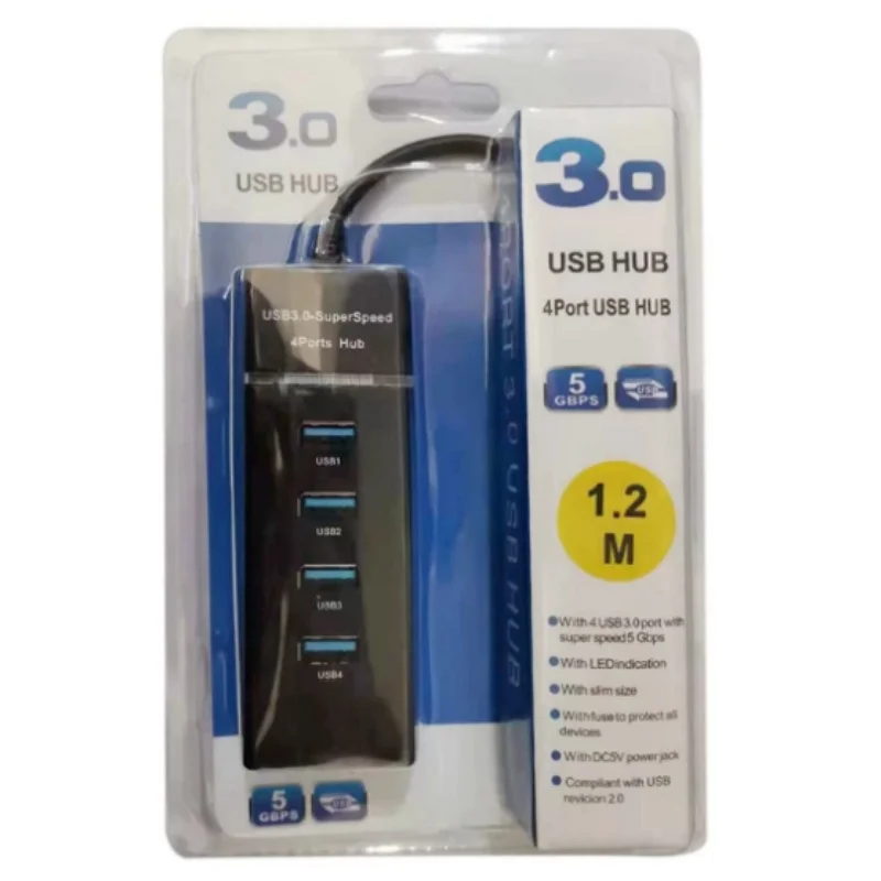 1.2m USB 3.0 High-Speed Splitter Laptop One-to-Four Hub Computer USB Adapter Hub for Data Transfer And Charging