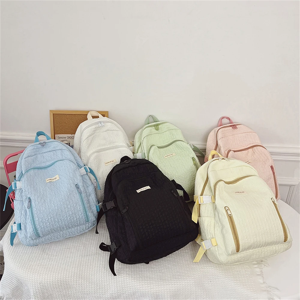 Mochilas escolares para estudiantes de gran capacidad, nuevas Mochilas de Color sólido para mujer, Mochilas de nailon de alta calidad a la moda para mujer, Bolsos