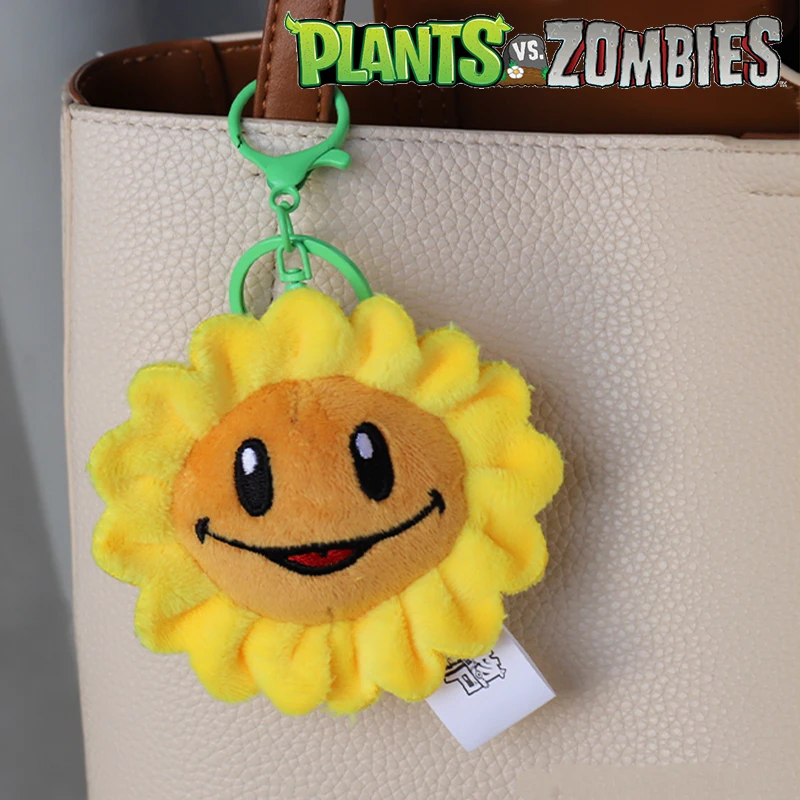 Plants vs Zombies Sunflower Peashooter Nut Plush Cell Schoolbag Pendant Keychain Plush Doll Toy Figures Soft Kid Christmas Gifts