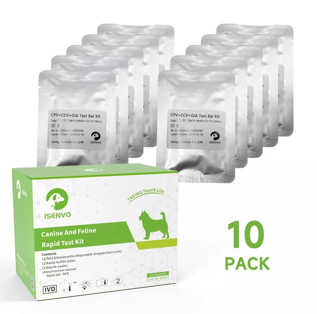 10 Pcs Canine CPV+CCV+GIA Ag Combo Rapid Test Kit Home Test For Dogs Puppy