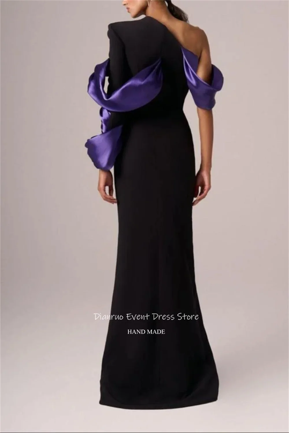 Dianruo Mermaid High Slit Saudi Evening Dress One Shoulder Abendkleider Dubai Asymmetric Sleeve فساتين سهرة Customized