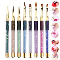 1PC Acrylic Carving Brush Nail Art Rhinestone Handle UV Gel Extension Liner Grids DIY Design Drawing Liner Pen Manicure Tool