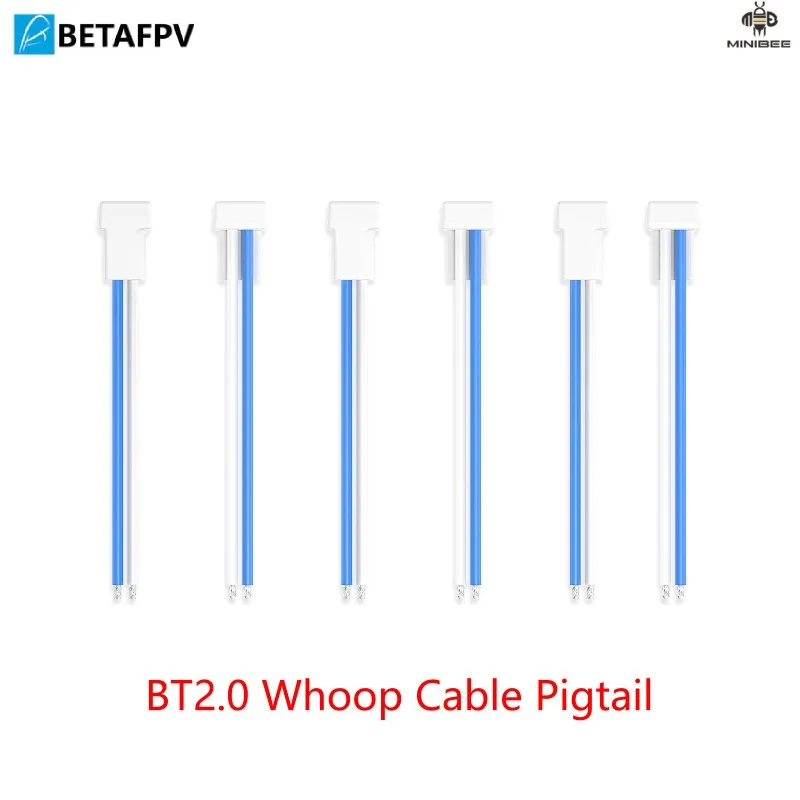 Betafpv Whoop Drone Cable Pigtail, 22AWG com conector macho BT2.0 para bateria BT2.0 300mAh 1S, Whoop sem escova, 6pcs