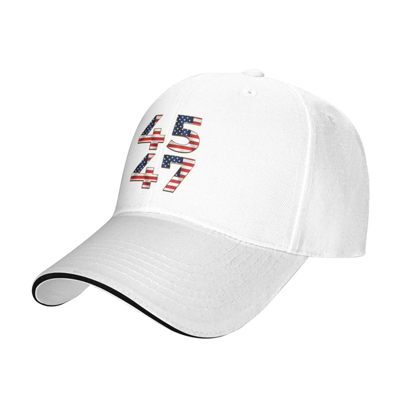 Men Women Funny Trucker Hat 45 and 47 American Flag Baseball Cap Sunshade Sports Hat