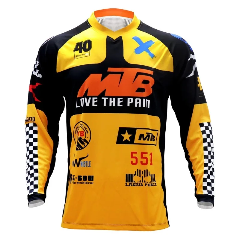 Spot spring summer latest riding downhill mountain bike men's long-sleeved moisture-wicking Road Sports Jersey