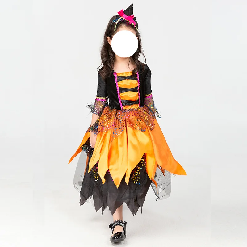 Costume da strega per bambini Cosplay Par Magic Ruolo-plang Gonna Materiale in poliestere Loween Celebration Ensemble
