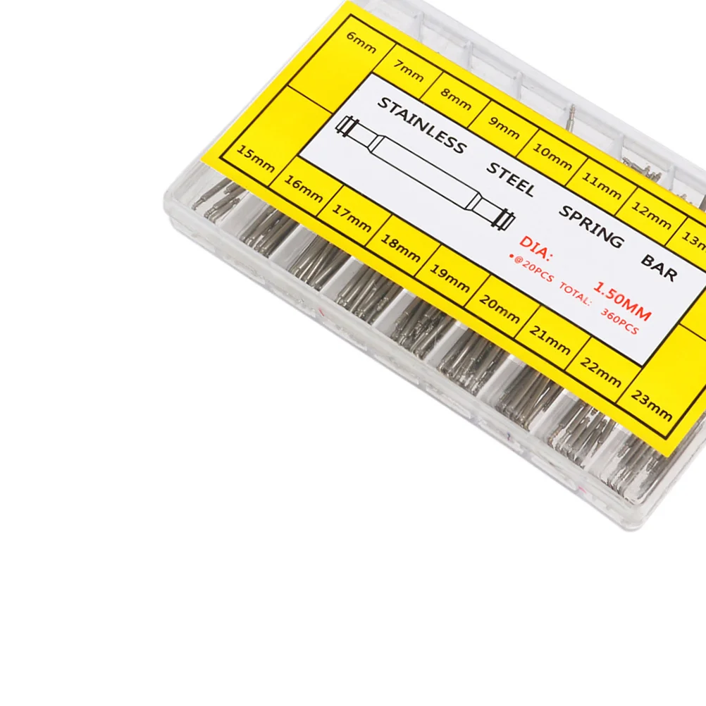 

360Pcs Stainless Steel Watch Band Strap Link Pins Spring Bars Double Flange 18 Sizes 6mm-23mm Metal Watch Repair