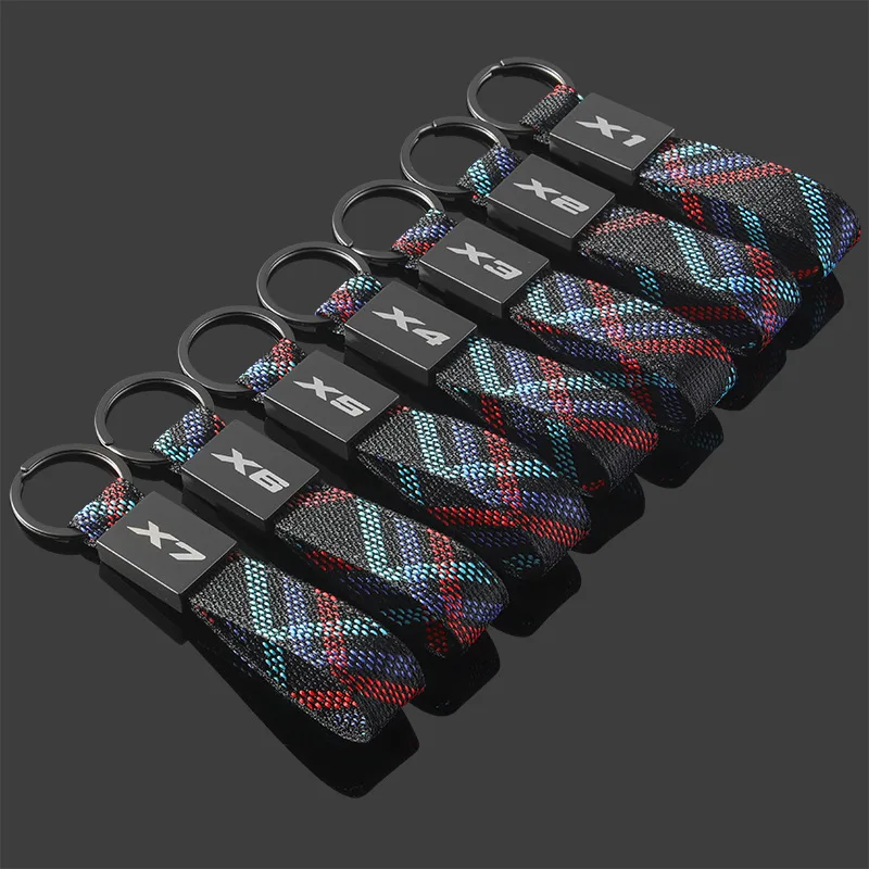 For BMW X1 X2 X3 X5 X4 X6 X7 G30 G20 G32 G11 G12 F40 F30 F20 F10 F34 F07 Oxford Woven Strap Car Logo Logo Metal Keychain