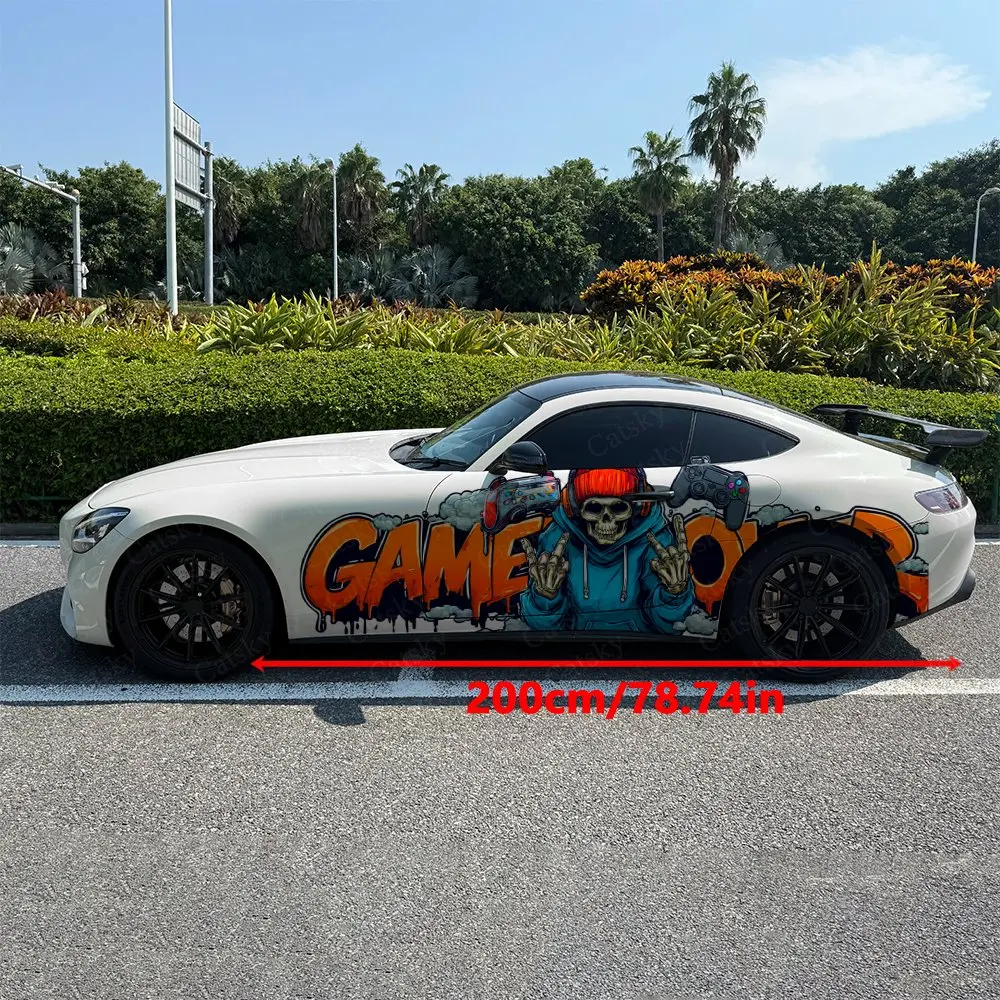 2pc Skeleton Game Player Car Sticker Full Body Decal Decoration Covering Scratches Protect Car Sticker Waterproof Car Vinyl Wrap