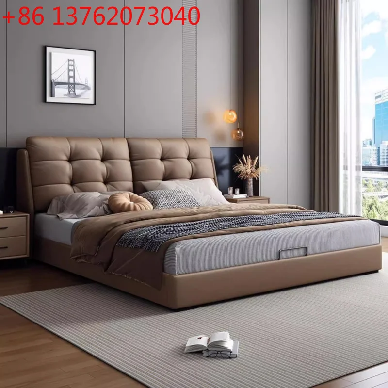Cama Doble Económica de Madera, Estilo Minimalista, Típica, Suave y Resistente, Muebles para el Hogar, Muebles de Dormitorio
