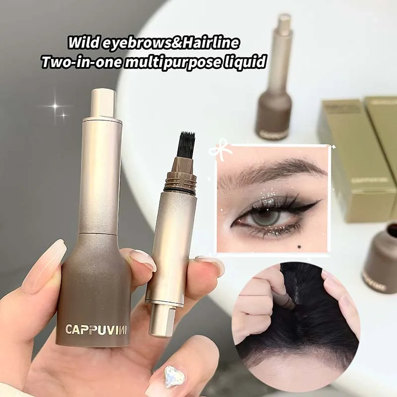 Lápis de sobrancelha selvagem de dupla utilização, lápis de linha fina, pincel angular, veludo, 3d, creme de tintura de sobrancelha, anti-manchas, multifuncional, caneta de matiz de sobrancelha