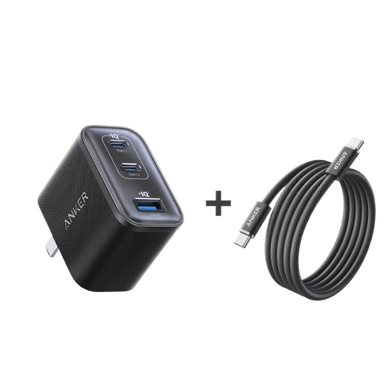 Anker Ultra 70W GaN 3-Port Fast Charger A121A PD PPS QC3.0 USB-C USB-A Charging Block For iPhone 16 Huawei Xiaomi Laptop