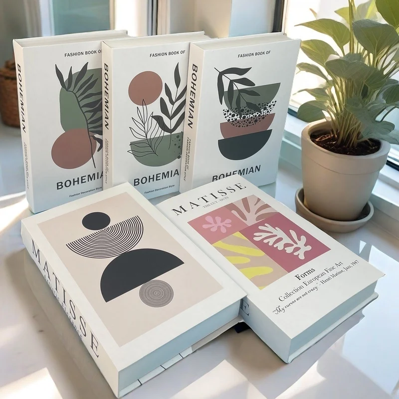 ماتيس كتب وهمية فاخرة الكتب الزخرفية صندوق مجردة طاولة القهوة غرفة نوم رف الكتب ديكور المنزل الداخلي باوهاوس بيكاسو بوهو #2