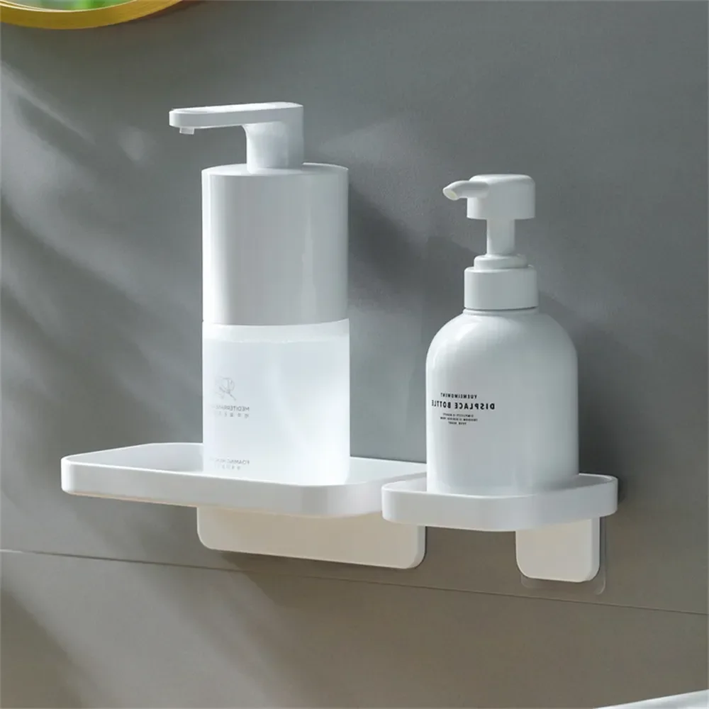 1pcs Simple Style Punch-free Shower Shelf  Drainable Wall-mounted Storage Holder Wash Supplies Storage Rack Bathroom Accessories