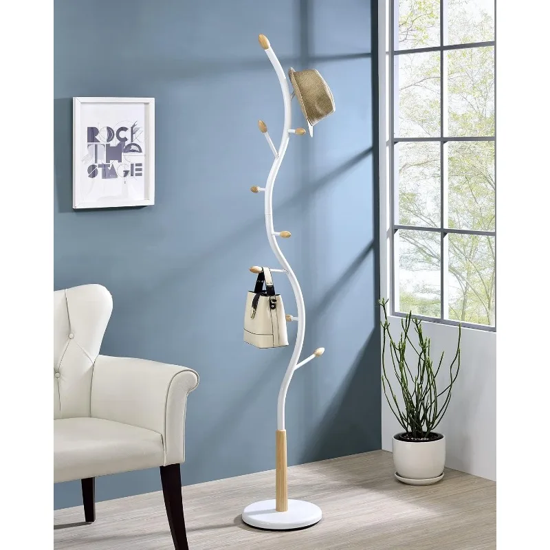 Arles Metal Standing Coat Rack, One Size, White