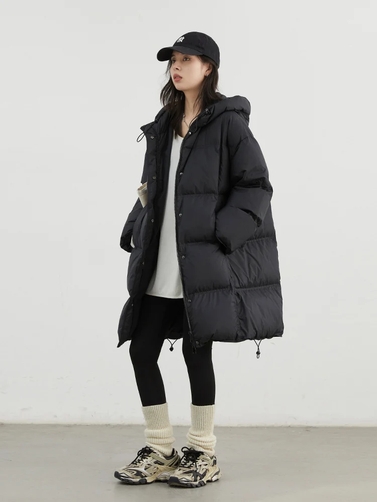 شيك فين النساء أسفل معاطف الكورية الصلبة مقنعين لينة 90 الأبيض بطة أسفل سترة موضة الملابس النسائية الدافئة خريف شتاء جديد 2025