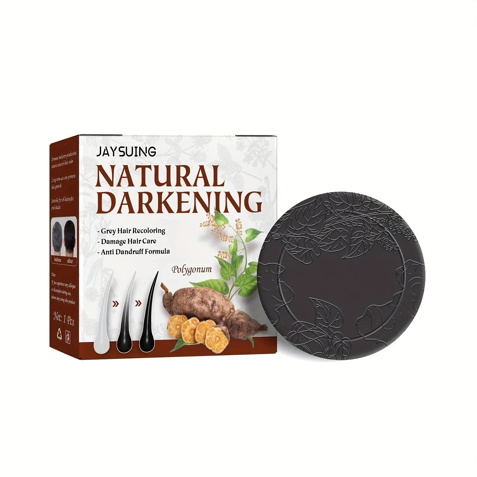 Natural Darkening Black & Thick Hair Shampoo Soap Damage Hair Care Gray White Hair Repair-Unisex Helps Stop Hair Loss