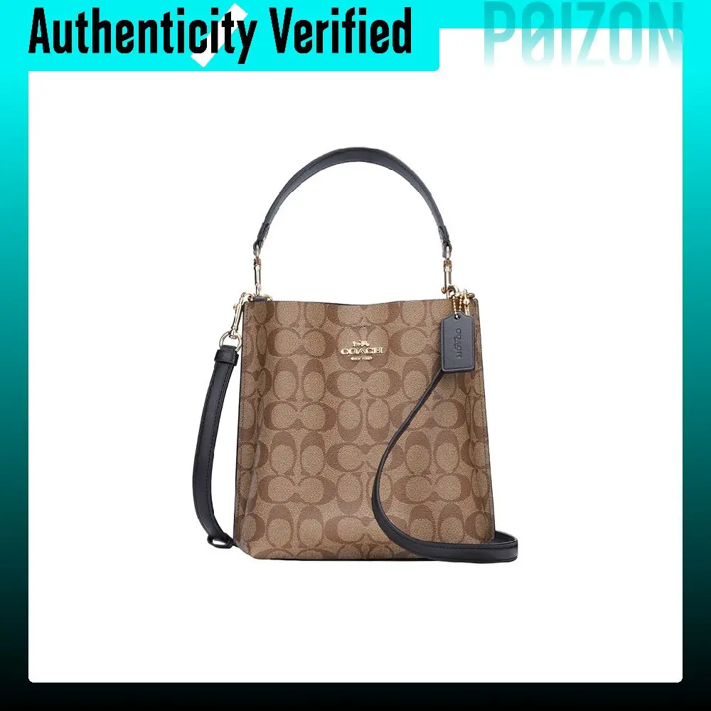 COACH Mollie Artificial Leather Handbags Small Women's Khaki & Black CA582-IMCBI