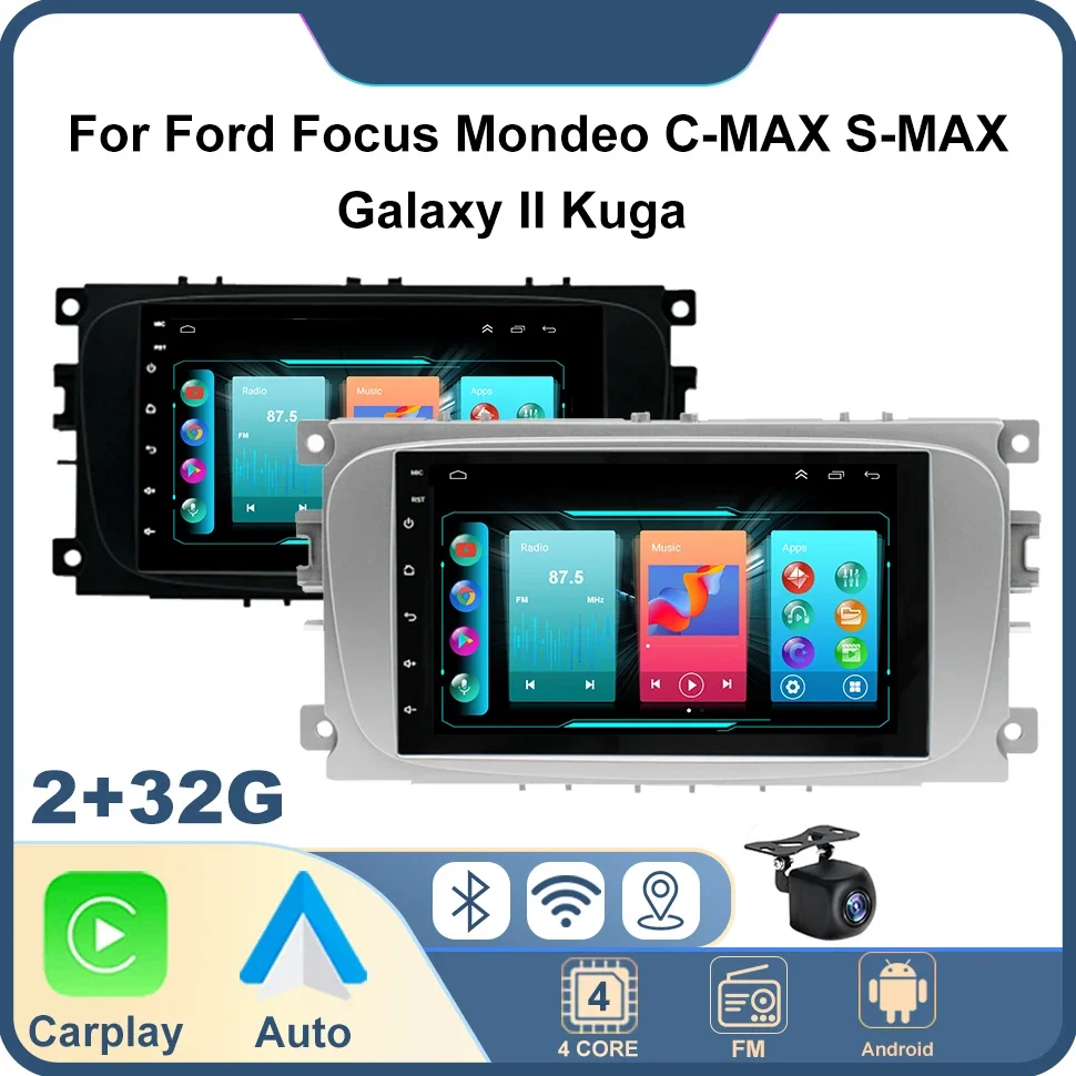 

Автомобильный аудио 7-дюймовый Android-радио стерео GPS для Ford Focus Mondeo C-MAX S-MAX Galaxy II Kuga 2Din авторадиоплеер WIFI BT