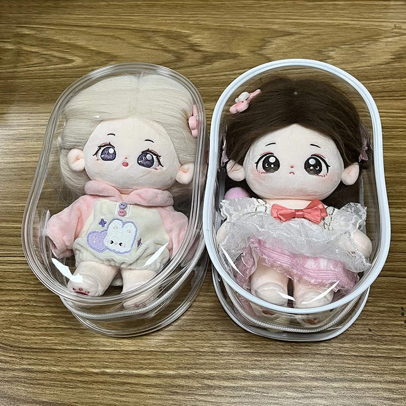 20cm Plush Doll Out Bag PVC Transparent Cotton Doll Transparent Display Pouch Clear Storage Case For Anime Cartoon Dolls