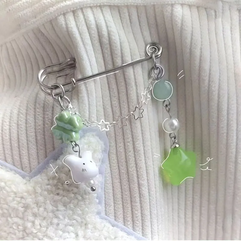 Green cat brooch y2k beautiful and coquettish fairy tale brooch