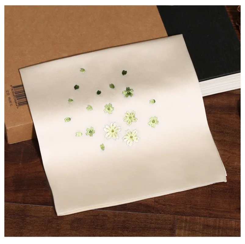 Su borduurwerk zijden zakdoek handgeborduurd gipskruid borduurwerk dubbellaags moerbeizijde zakdoek cadeau