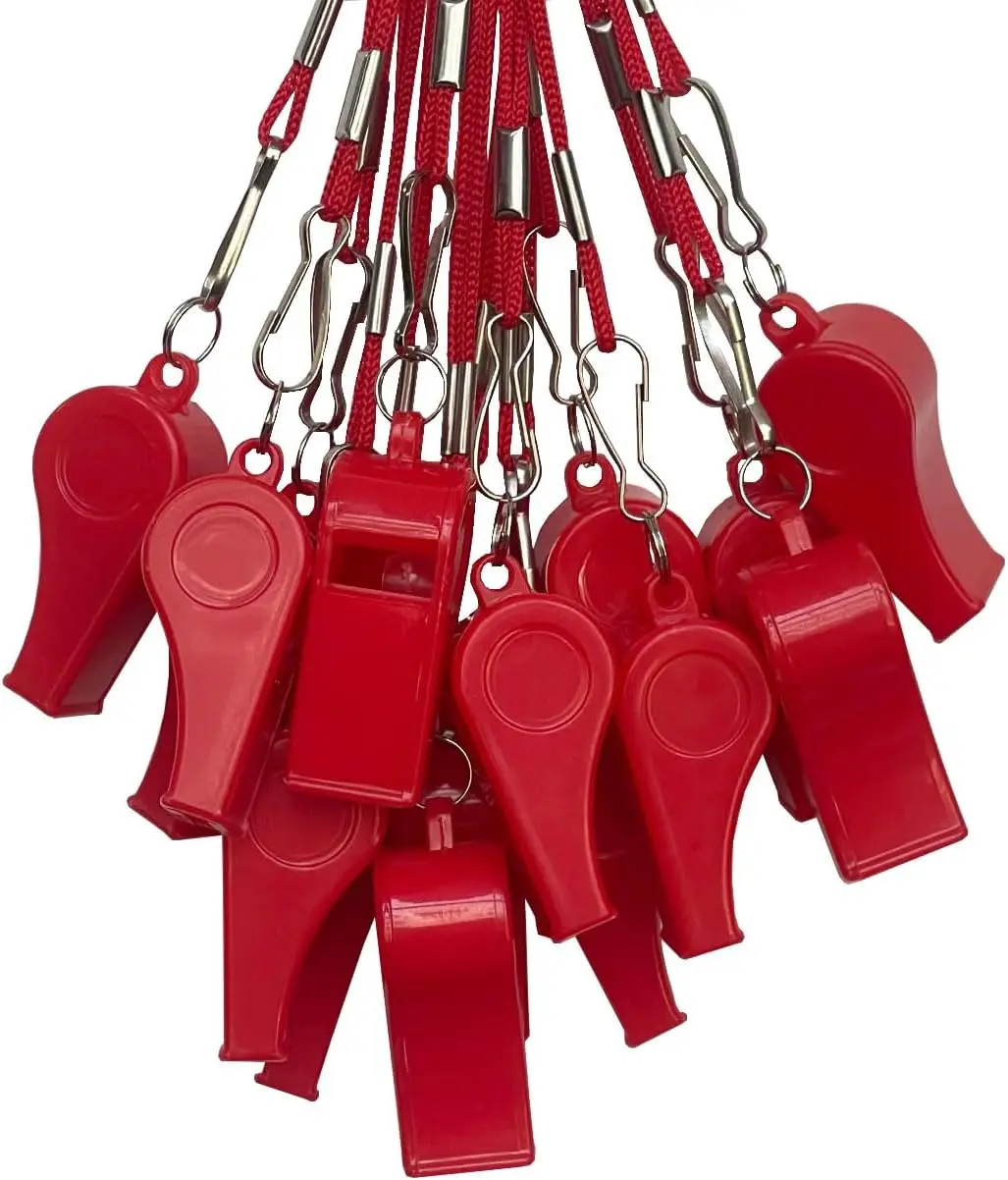 20 Pack Loud Whistles with Lanyard for Referee, Coach, Sports, Training, Emergency, School, Fun, Kids, Survival, Lifeguard, Basketball, Football, Game, Event