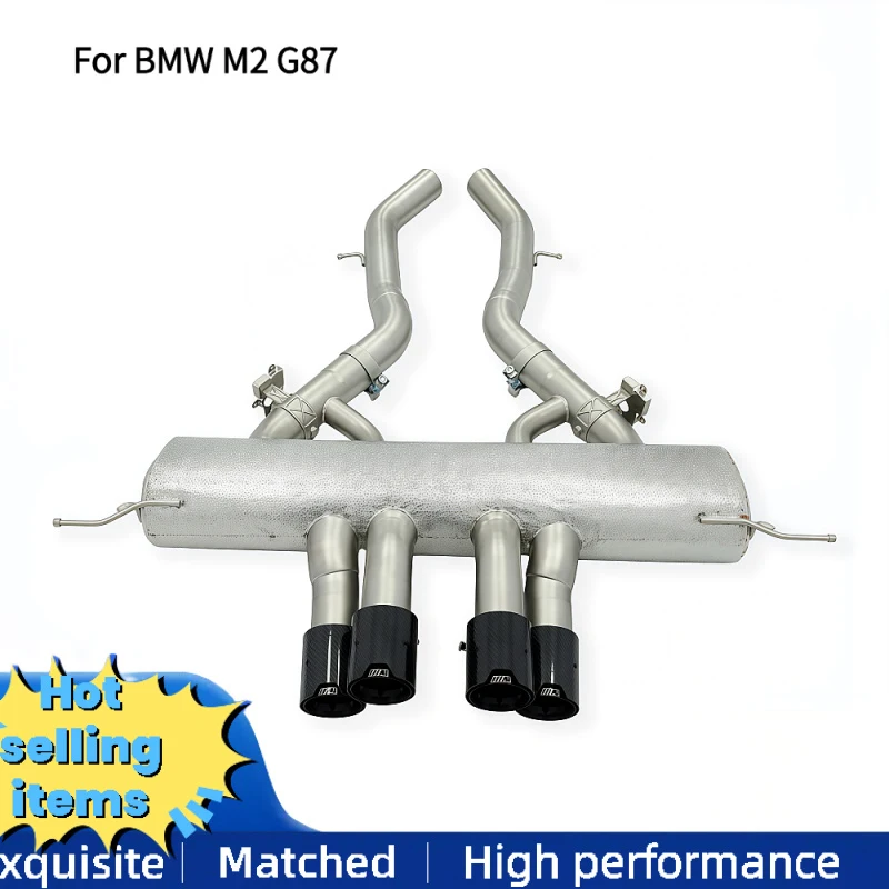Gatling Style Valved Exhaust Pipes for BMW M2 G87 Axle Back System with 4x Carbon Tips and Aeronautical Heat Protection