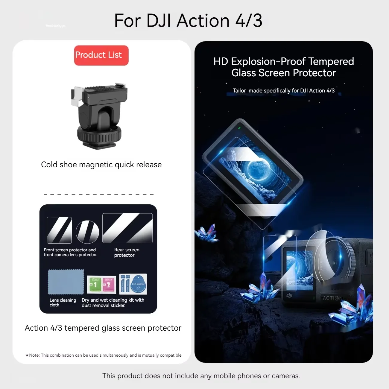 

For DJI OSMO Action5pro 4/3 Magnetic Quick Release Mount Adapter 1/4 Inch Thread Hole Camera Extension Bracket Adapter Accessory