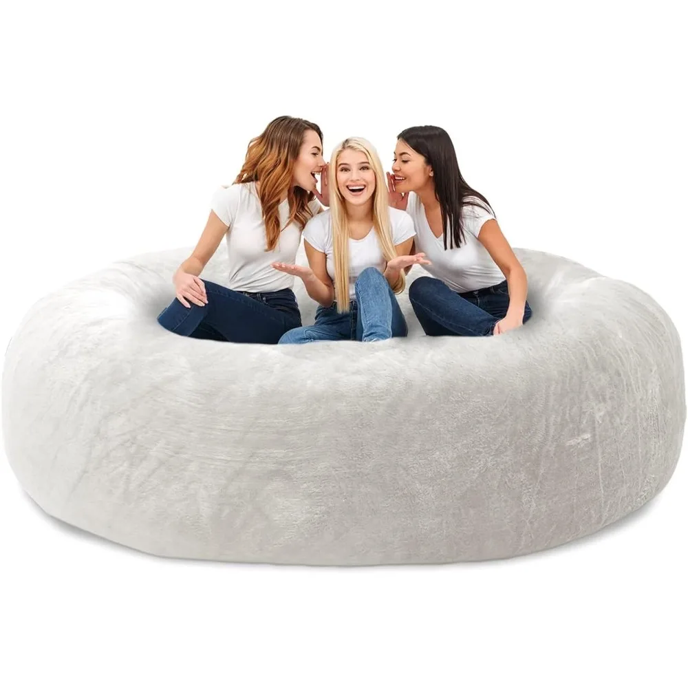 

Bean Bag Chair Cover (No Filler,Cover only), Big Round Soft Fluffy PV Velvet Sofa Bed Cover, Living Room Furniture