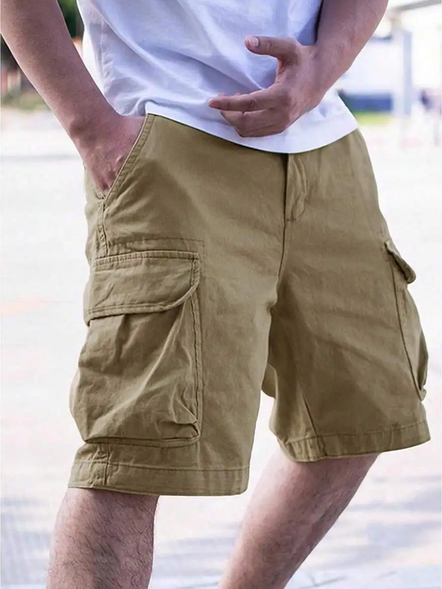 Men's Cargo Shorts With Pockets Summer Casual Stretch Drawstring Waist Beach Shorts