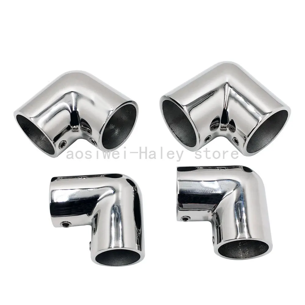 Boat 316 Stainless Steel 2-Way 22/25/30/32mm Tube Connector 90° Elbow Pipe Handrail Fitting Pipe Components Marine Hardware