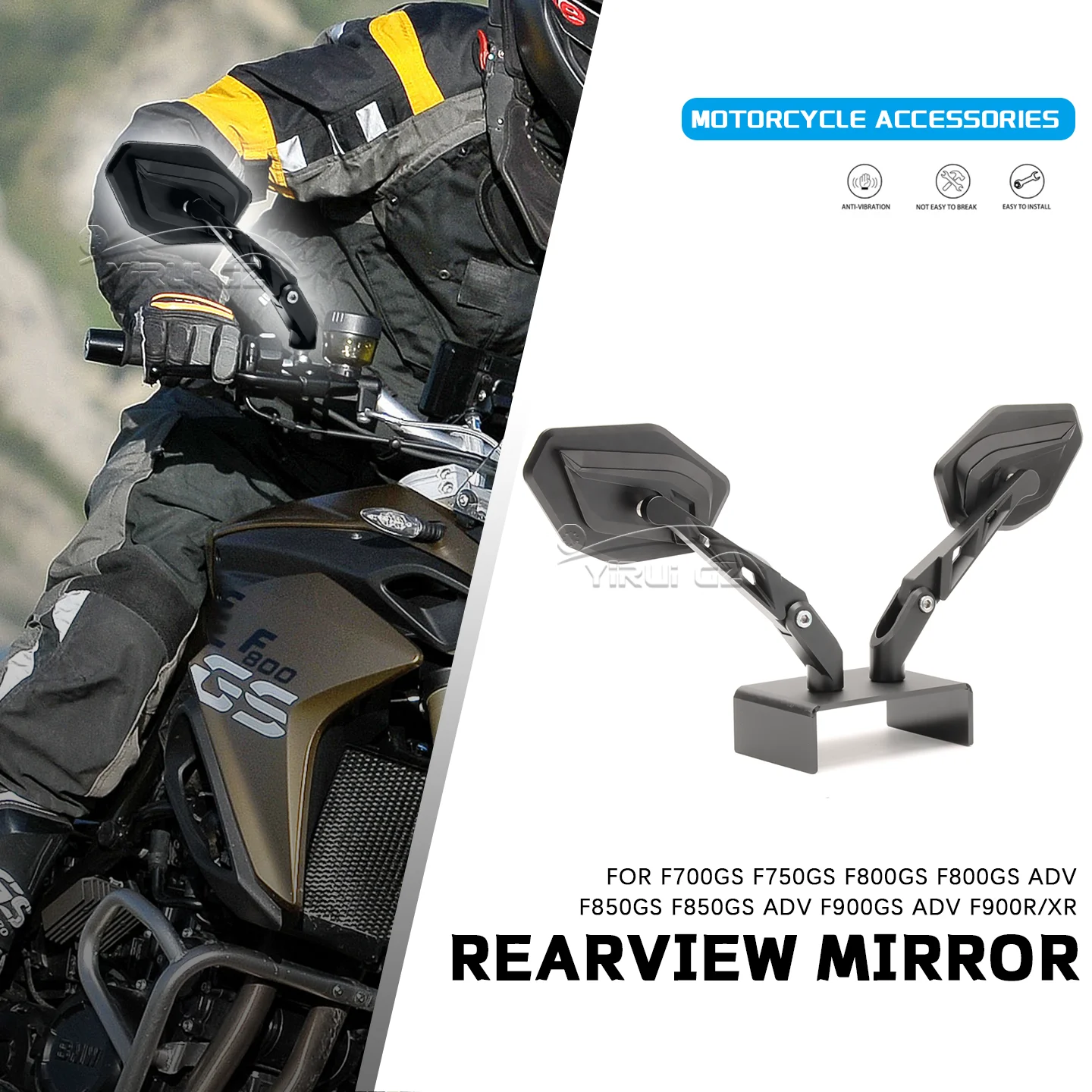 

Motorcycle Accessories FOR BMW F700 750GS 800 850 900 ADV 900XR New CNC Aluminum Foldable Rearview Mirror Adjustable Side Mirror