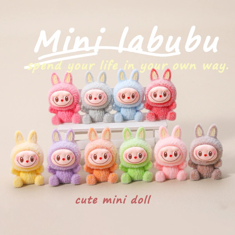 Macaron Labubu Plucked Mini Doll Blind Box Candy Color Handmade Model Desktop Exquisite Ornament Mysterious Box Peripheral Gifts