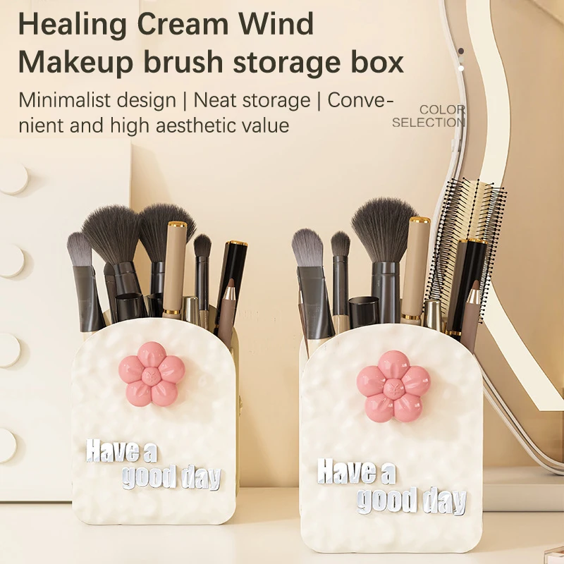 

Cosmetic Brush Desktop Organizer Dressing Table Ornaments Storage Box Fashion Creative Brush Case For Women Dorm Home Accessor