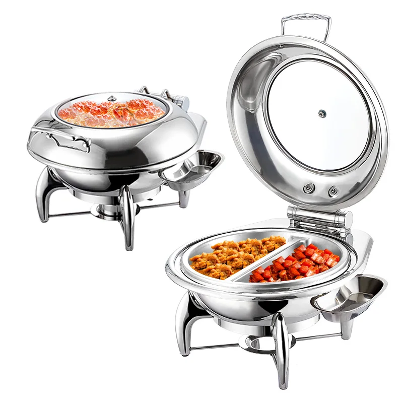 Stainless steel catering equipment buffet chafing dishes round food warmer chafing dish