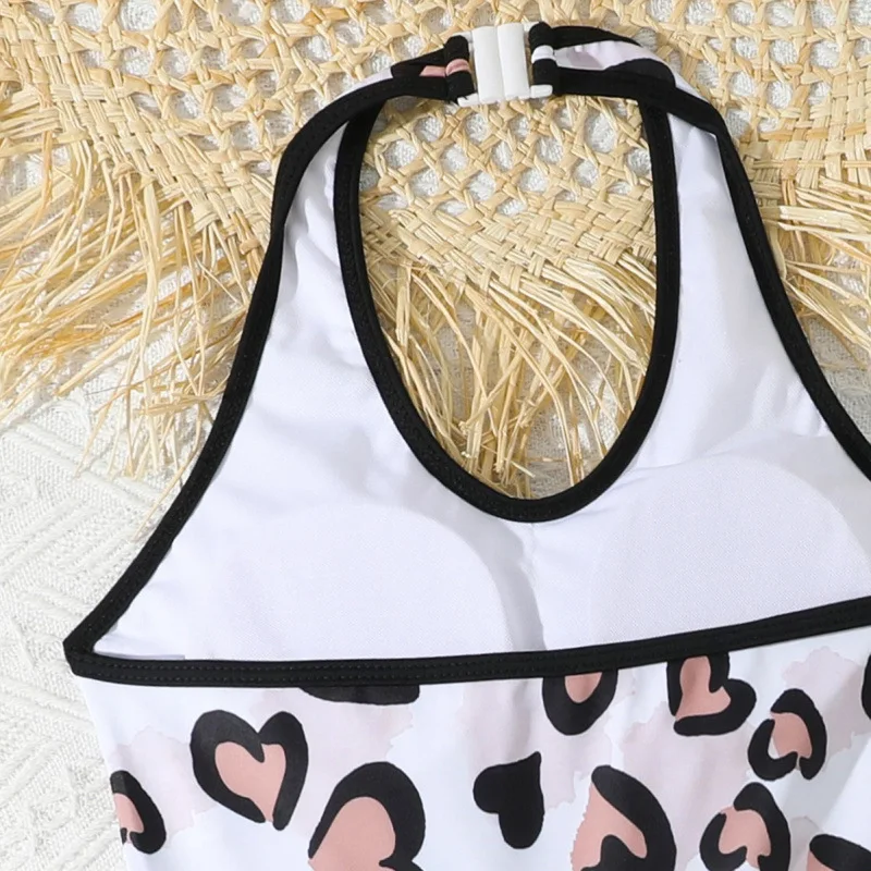 Girls One Piece Swimsuit 7-12 Year Kids Swim Suit Teenage Children's Swimwear 2025 Leopard Bathing Suits with Shorts Bodysuit