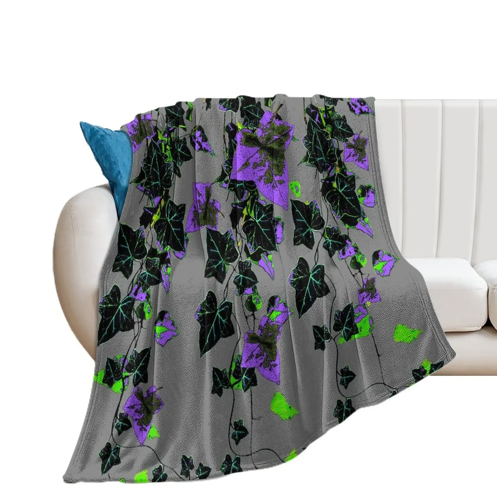 LILAC PURPLE DARK GREEN TRAILING IVY VINES DECOR Throw Blanket Soft Big Baby Blankets