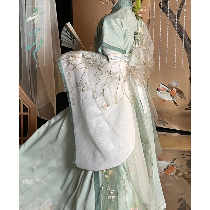 TGCF تيان غوان Ci فو شيه ليان هوا تشنغ فنغ شي تشينغ شوان تأثيري حلي الأخضر كوس فستان Hanfu مجموعة كاملة يي؛ 4