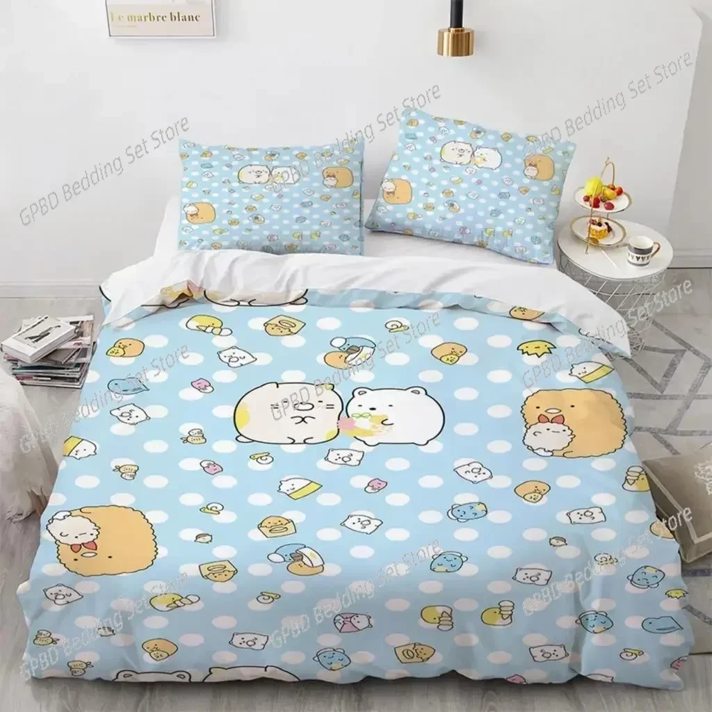 Japanese Cartoon Sumikko Gurashi Anime Comfortable Duvet Cover Pillowcase Bedding Set Children Bedroom Decoration Home Textile